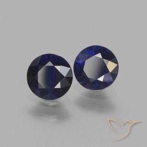 Gemas de Zafiro Azul oscuro natural de 1.20 ct, Redondo, VS