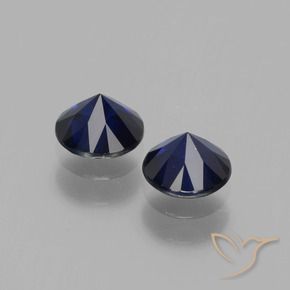 Gemas de Zafiro Azul oscuro natural de 1.20 ct, Redondo, VS