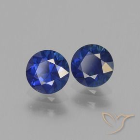 Gemas de Zafiro Azul real natural de 1.25 ct, Redondo, VS