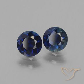 Gemas de Zafiro Azul oscuro natural de 1.14 ct, Redondo, VS