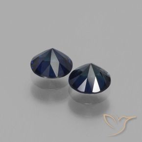 Gemas de Zafiro Azul oscuro natural de 1.14 ct, Redondo, VS