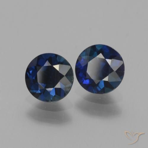Gemas de Zafiro Azul noche natural de 1.62 ct, Redondo, VS