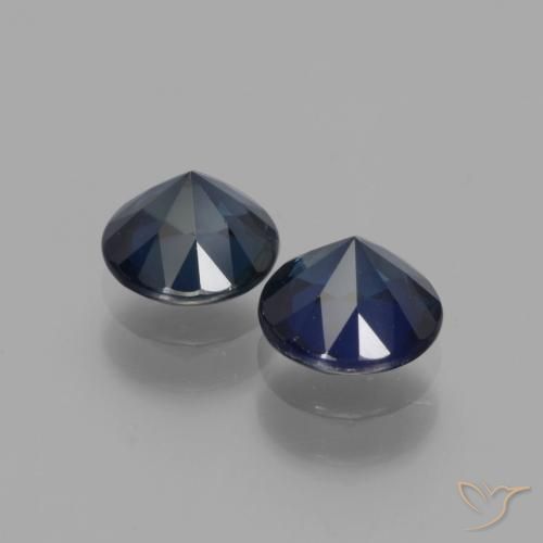 Gemas de Zafiro Azul noche natural de 1.62 ct, Redondo, VS