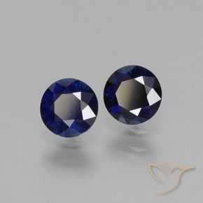 Gemas de Zafiro Azul marino natural de 0.96 ct, Redondo, VS