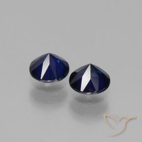 Gemas de Zafiro Azul marino natural de 0.96 ct, Redondo, VS