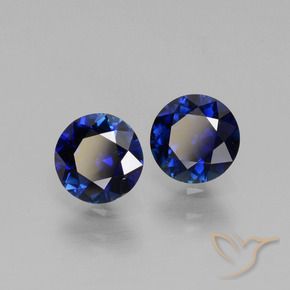 Gemas de Zafiro Azul oscuro natural de 1.09 ct, Redondo, VS