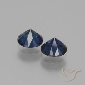 Gemas de Zafiro Azul crepúsculo natural de 1.22 ct, Redondo, VVS-VS