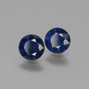 Gemas de zafiro azul natural de 0,99 ct, corte redondo, VS