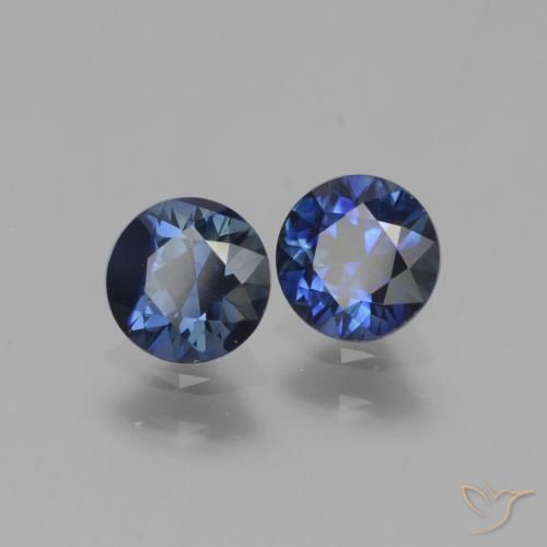 Gemas de Zafiro Azul crepúsculo natural de 1.12 ct, Redondo, VS