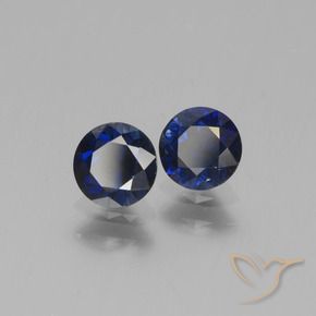 Gemas de Zafiro Azul oscuro natural de 1.07 ct, Redondo, VS