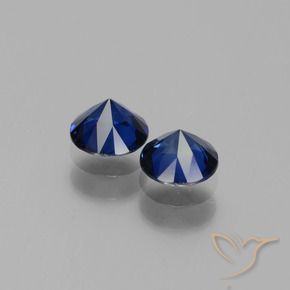 Gemas de Zafiro Azul oscuro natural de 1.15 ct, Redondo, VS
