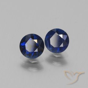 Gemas de Zafiro Azul marino natural de 1.31 ct, Redondo, VS