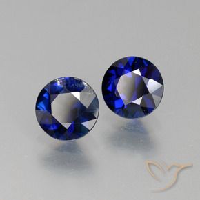 Gemas de Zafiro Azul oscuro natural de 1.31 ct, Redondo, VS-SI
