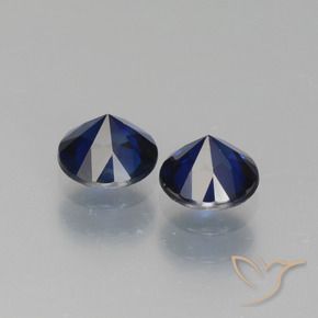 Gemas de Zafiro Azul oscuro natural de 1.31 ct, Redondo, VS-SI