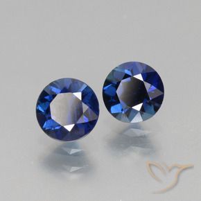 Gemas de Zafiro Azul oscuro natural de 1.29 ct, Redondo, VS