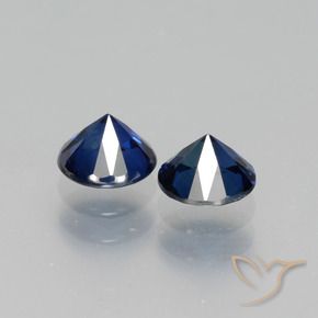 Gemas de Zafiro Azul oscuro natural de 1.29 ct, Redondo, VS