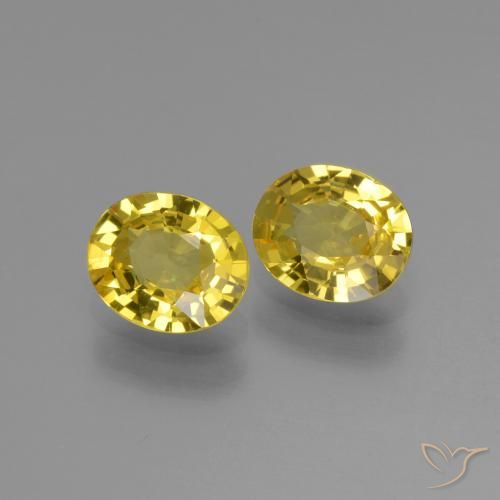 Gemas de Zafiro Amarillo medio natural de 1.31 ct, Ovalada, VVS-VS