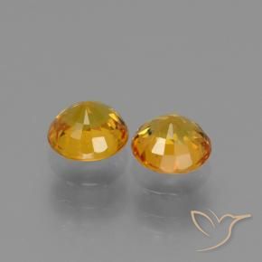 Gemas de Zafiro Dorado naranja intenso natural de 1.36 ct, Redondo, VS