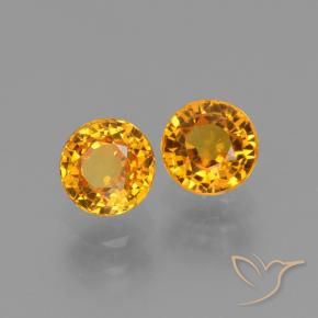 Gemas de Zafiro Dorado naranja oscuro natural de 1.38 ct, Redondo, VS