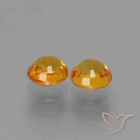 Gemas de Zafiro Dorado naranja oscuro natural de 1.38 ct, Redondo, VS
