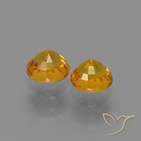 Gemas de Zafiro Dorado naranja natural de 1.47 ct, Redondo, VS