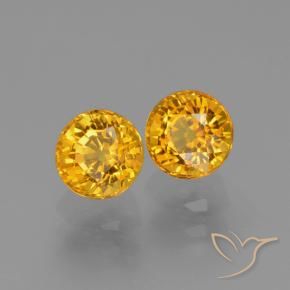 Gemas de Zafiro Dorado naranja claro medio natural de 1.55 ct, Redondo, VS