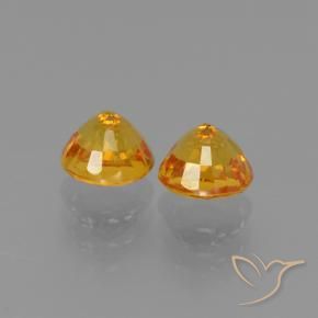 Gemas de Zafiro Dorado naranja claro medio natural de 1.55 ct, Redondo, VS