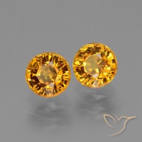 Gemas de Zafiro Dorado-naranja medio natural de 1.56 ct, Redondo, VS