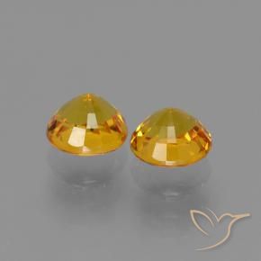 Gemas de Zafiro Dorado-naranja medio natural de 1.56 ct, Redondo, VS