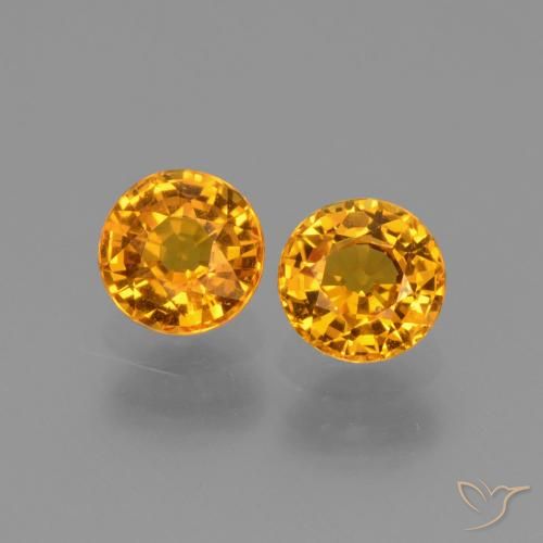 1.27ctw Natural Dorado naranja Zafiro, Redondo, VS