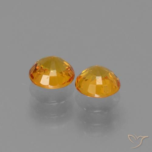 Gemas de Zafiro Dorado naranja natural de 1.27 ct, Redondo, VS