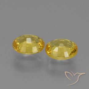 Gemas de Zafiro Amarillo medio natural de 1.41 ct, Ovalada, VVS