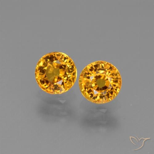 1.38ctw Natural Dorado naranja intenso Zafiro, Redondo, VS