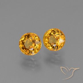 Gemas de Zafiro Dorado naranja intenso natural de 1.38 ct, Redondo, VS