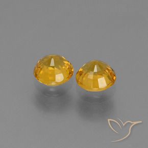 Gemas de Zafiro Dorado naranja intenso natural de 1.38 ct, Redondo, VS