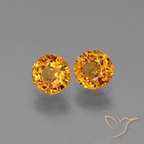 Gemas de Zafiro Dorado naranja intenso natural de 1.27 ct, Redondo, VS
