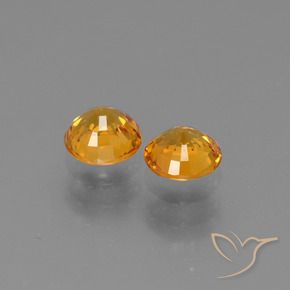 Gemas de Zafiro Dorado naranja intenso natural de 1.27 ct, Redondo, VS