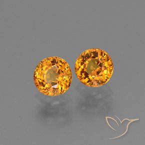 Gemas de Zafiro Dorado naranja oscuro natural de 1.32 ct, Redondo, VVS-VS
