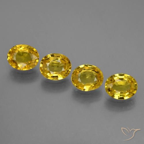 Gemas de Zafiro Amarillo medio natural de 2.92 ct, Ovalada, VVS-VS