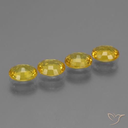 Gemas de Zafiro Amarillo medio natural de 2.92 ct, Ovalada, VVS-VS
