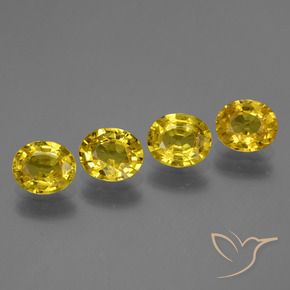Gemas de Zafiro Amarillo medio natural de 3.00 ct, Ovalada, VS