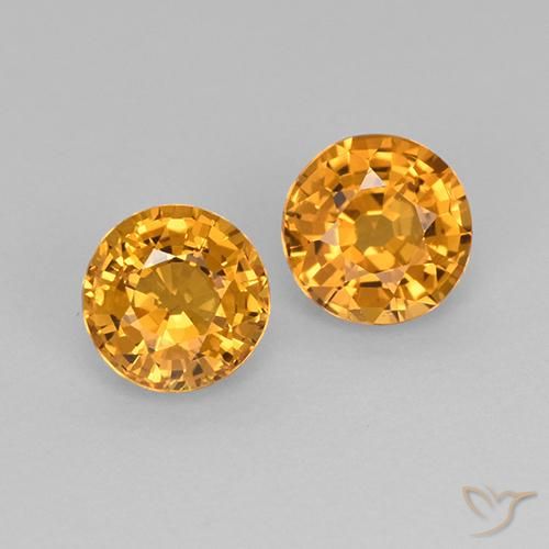 1.09ctw Natural Dorado naranja oscuro Zafiro, Redondo, VS