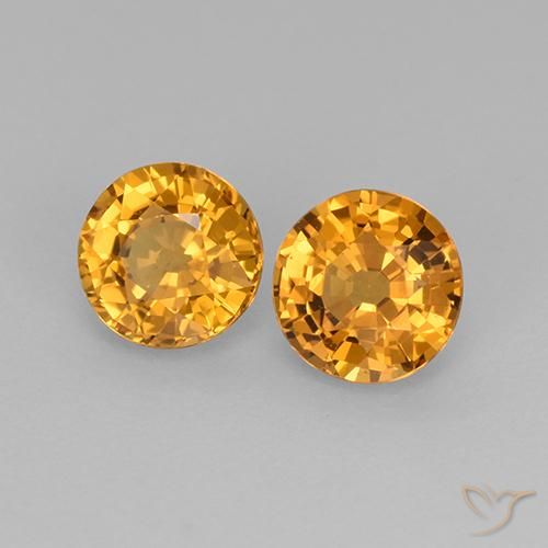 Gemas de Zafiro Dorado naranja oscuro natural de 1.09 ct, Redondo, VS