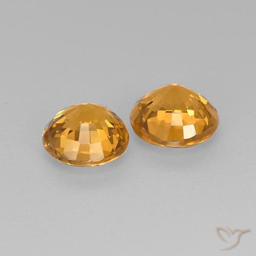 Gemas de Zafiro Dorado naranja oscuro natural de 1.09 ct, Redondo, VS
