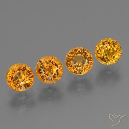 2.92ctw Natural Dorado naranja intenso Zafiro, Redondo, VVS-VS