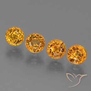 Gemas de Zafiro Dorado naranja intenso natural de 2.92 ct, Redondo, VVS-VS
