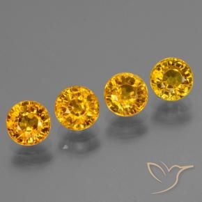 Gemas de Zafiro Naranja dorado intenso natural de 3.02 ct, Redondo, VS