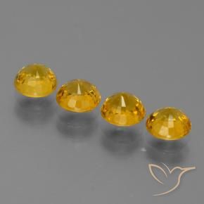 Gemas de Zafiro Naranja dorado intenso natural de 3.02 ct, Redondo, VS