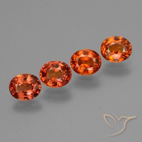 Gemas de Zafiro Naranja oscuro natural de 3.56 ct, Ovalada, VS