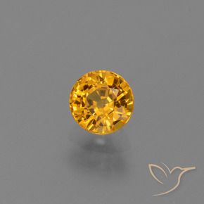 Zafiro Naranja dorado intenso natural de 0.74 ct, Redondo, VVS-VS